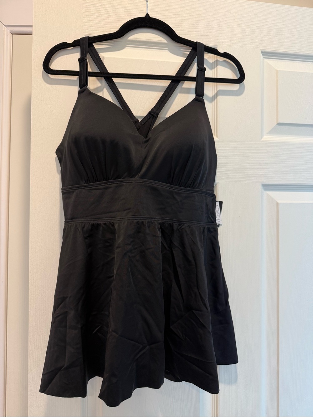 Torrid Black V-Neck Swim Top with Crossback Straps